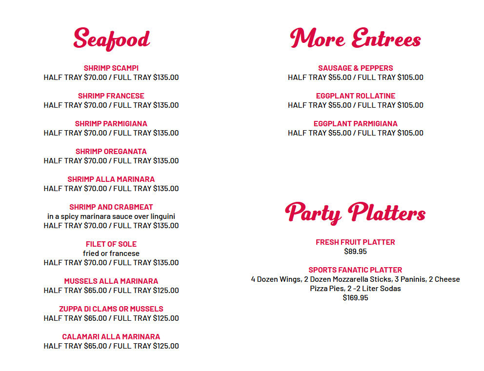 Seafood - Party Platters - More Entrees